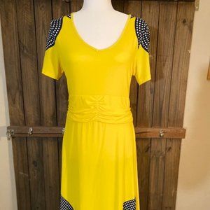 Masseys, Yellow & Navy Blue, Long Flexible Dress